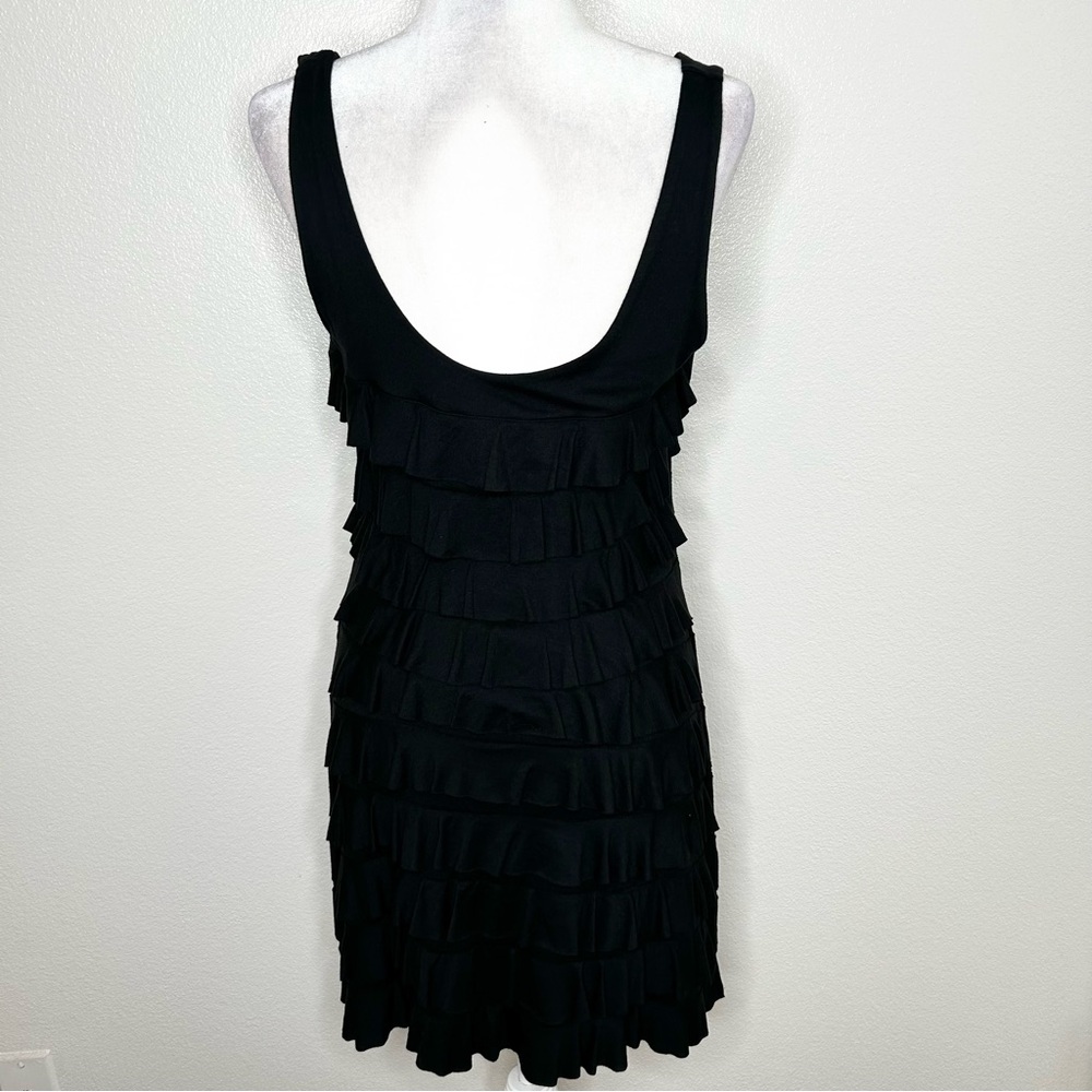 Express Womens Black Sleeveless Tiered Mini Bodycon Dress Scoop Neck Size M LBD - Picture 5 of 9
